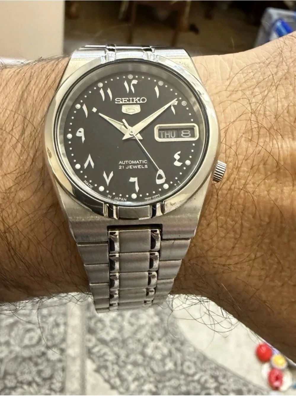 Seiko 5 SNK063J5 Automatic Arabic Dial Black Mens Watch 7S26-01H0 Made In Japan